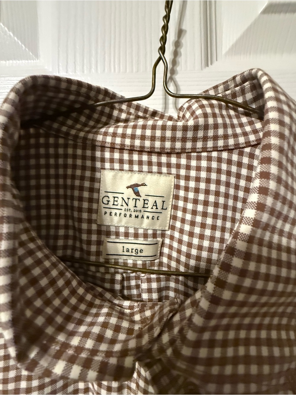GENTEAL Men's Brown Gingham Button-Down Shirt - Large